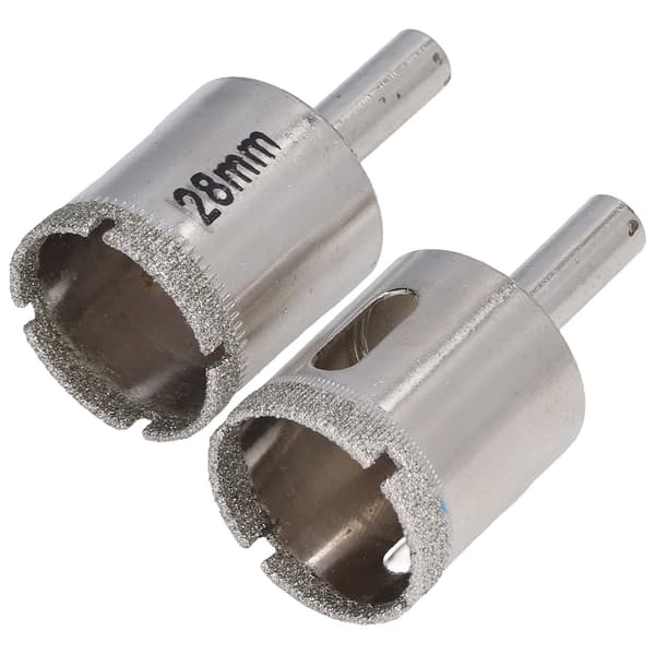 2 stk. 28 mm glashulsav borebit rustfrit stål emery hulåbner til marmor granit keramik