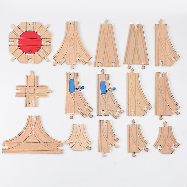 Hhcx-all Kinds Wooden Railway Train Track Accessories Beech Wooden Tracks Set Bridge Building Toys Parts Fit Biro Train Toy New WJ-JM-12-22