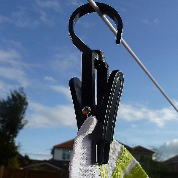 Klesvaskkroker Plast Roterende Klespinne Dusjgardinklemme 20stk Sort Black