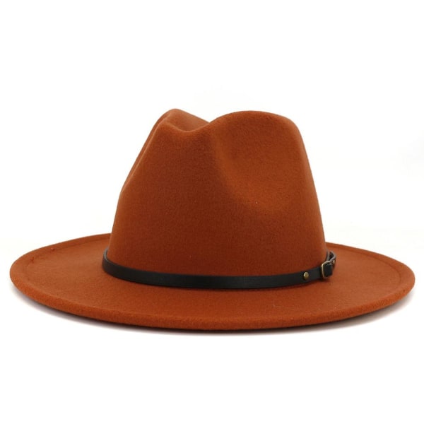 Kvinder eller mænd Fedora Hat i uldfilt Rust red