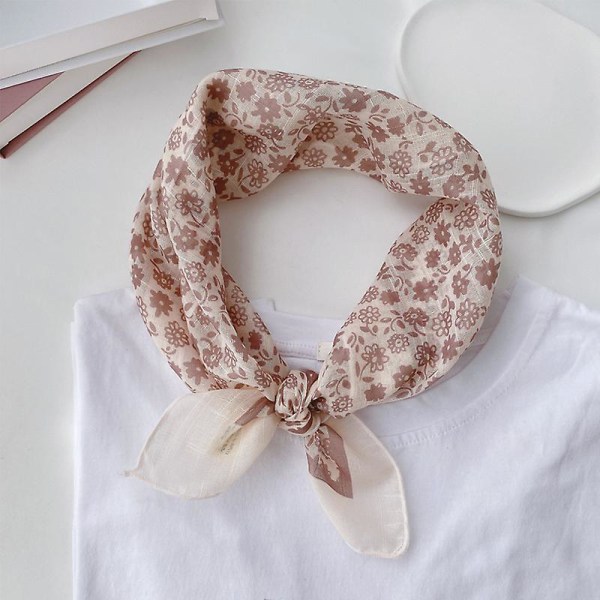 Autumn and winter French retro fresh cotton square scarf lotus root noodles