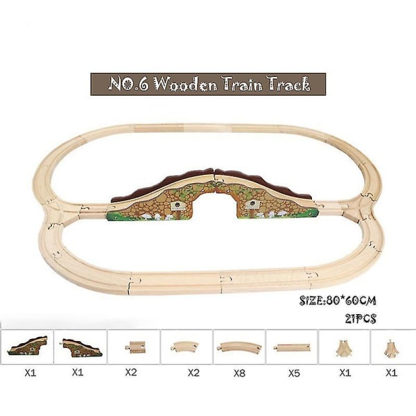 Hhcx-wooden Train Track Set Railway Track Wooden Road Toys Expansion Accessories Compatible With Various Trains And Thoma NO.6 Track Set