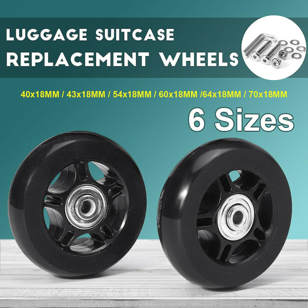 Silent Trolley Case Koffert Universal Wheel Rubber Runner Koffert Lager Reparasjonssett 43mm*18mm