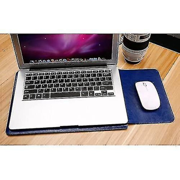 Mikrofiber læder laptop sleeve Slim Case Cover Luksus Pu læder taske Elagant beskyttelsescover Integreret musemåtte Kompatibel med Pro15.4, Navy Blu