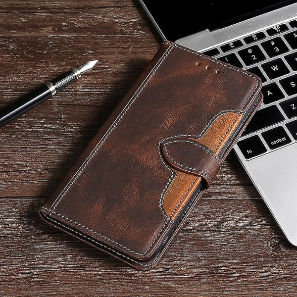 För Iphone 13-sömmar Hudkänsla Magnetiskt spänne Horisontellt Flip Pu- case med hållare & kortfack & plånbok (svart) Brown