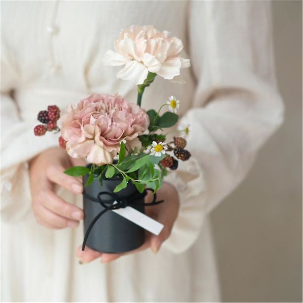 6st presentförpackning Multifunktionell minimalistisk design enfärgad rund blomma papperslådor för hemmet White