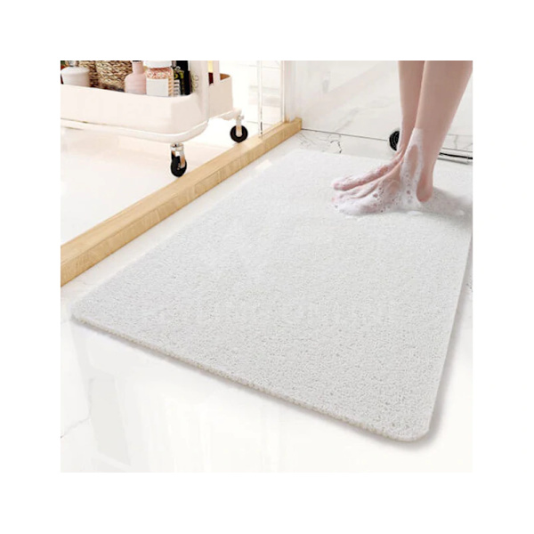 Anti-Slip bruser Loofah Badeværelse Bademåtte Tæppe Vandafløb - Hvid