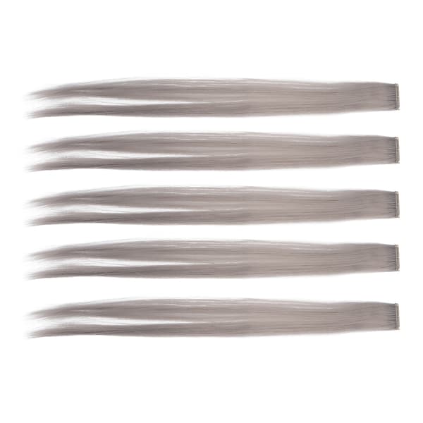 5-pack Ljusfärgade Hårförlängningar med Clips 55 cm Cosplay Party Grå