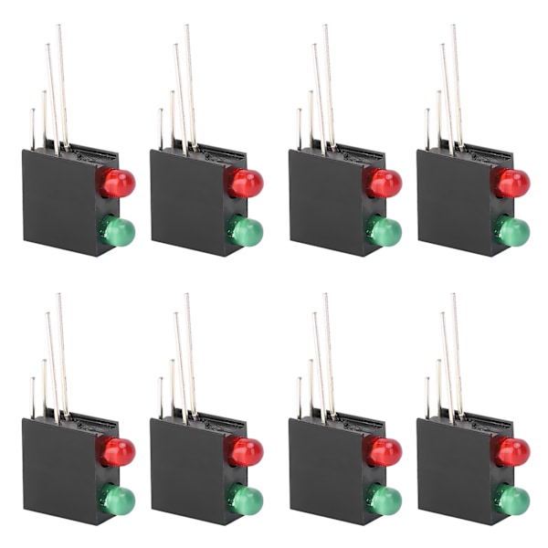 100 stk. sorte firkantede LED-holdere med dobbelte huller og buet base, 3 mm røde og grønne lys