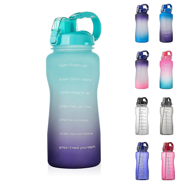 2000ml Motivational Outdoor Water Bottle With Time Marker And Straw, Leakproof Tritan Bpasports Bottle Red