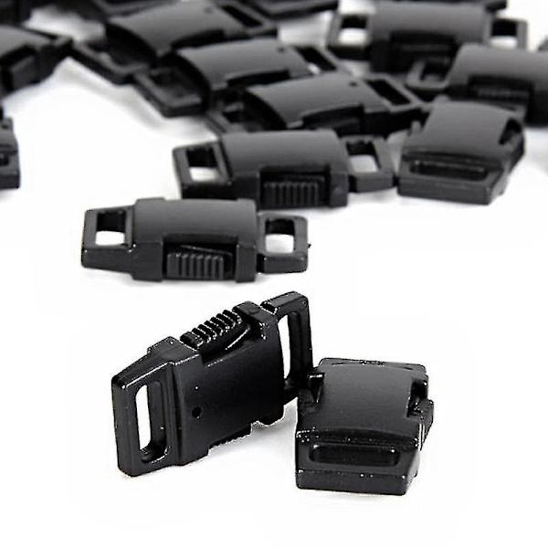 50 kpl Kestävät kovamuoviiset sivusoljet nauhoille /koiran kaulus /paracord rannekorut (musta)
