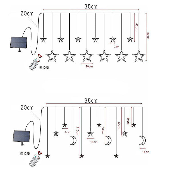 Solar Star Moon String Lights kaukosäätimellä 8