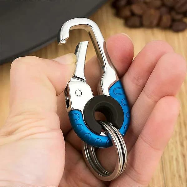 【BQ】Nøglering i rustfrit stål, multifunktionel karabinhage til mænd, bærbar hængespænde 1pc blue
