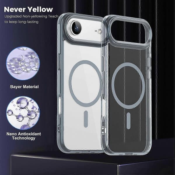 Transparent telefoncover til Air Case, kompatibel med MagSafe, TPU + PC-materiale Grey Titanium Grey