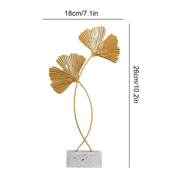 Ginkgo Blad Ornament Jernhåndverk med Solid Marmorbase Hjemmeinnredning