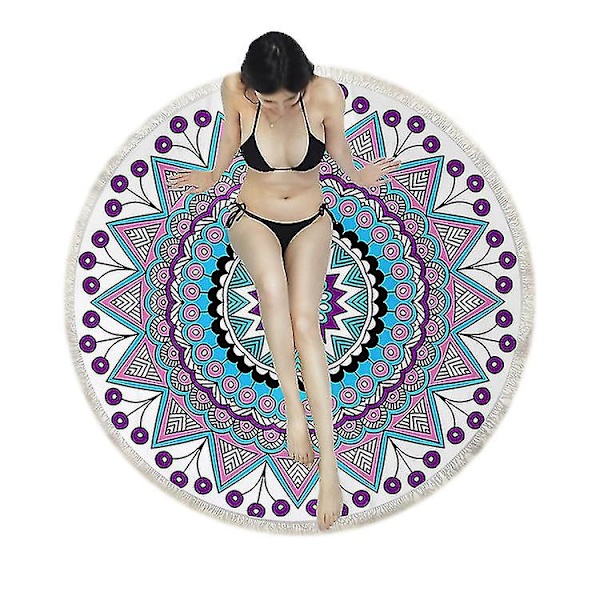 Pyöreä rantapyyhe Boho Microfiber Pyöreä rantapyyhe tupsulla A
