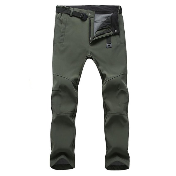 Menn Vanntett Utendørs Vinter Termikkbukser Vindtette bukser for fotturer på ski Army Green XL