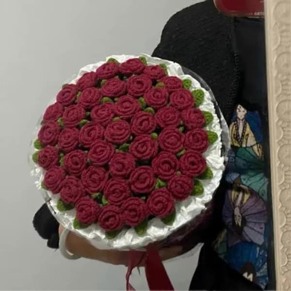 Blomsterbukett Teppe Håndlaget Sammenleggbart Mykt Roseteppe Nybegynnervennlige Kast for Hjem Morsdag Bryllup