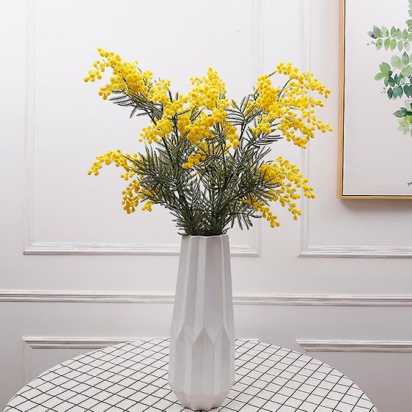Kunstige akacie-falske blomster, akacie-blomster, boligindretning Blomsterdekoration, stuedekorationer, blomsterarrangement