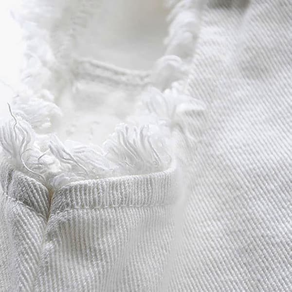 Dam Vår- och höstjackor Enfärgad Ärmlös Jeansjacka Ytterkläder Vit White L