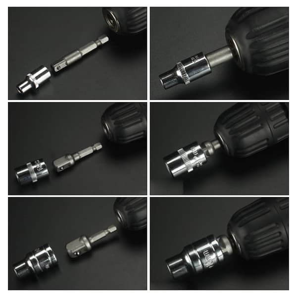 8 stk. Sokkeladapter Sæt Driver Hex Skaft Impact Bor Bits Forlængelsesstang 1/4 tommer 3/8 tommer 1/2 tommer