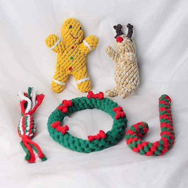 Husdjurstillbehör Chrismas Series Interactive Toy Pet Bomullsrep Dog Toy Set