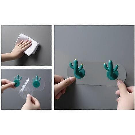 [BQ] Mark-free Hooks Cactus Hooks Scandinavian Style Wall-mounted Bathroom Hooks No Punching (Two Rows)