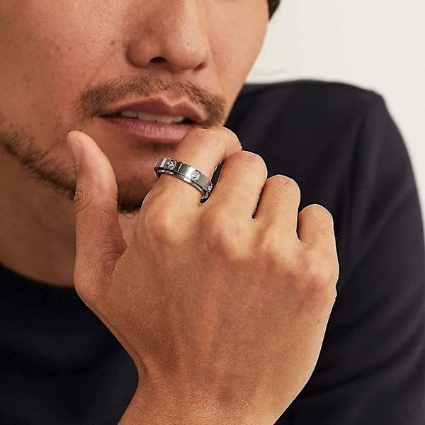 Drejelig Ring Bryllupsløfte Roterende Ring med Cubic Zircons Angstlindring Silver 8