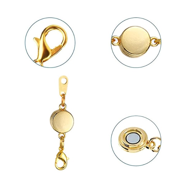 8 st låsande magnetiska smyckeslås, nyårssmycken förlängare, för smyckestillverkning (guld/silver/roséguld) Gold