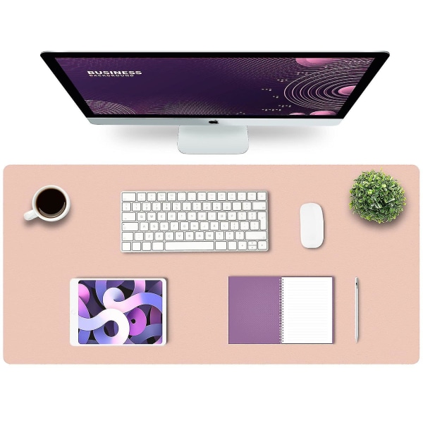 Skrivebordsunderlag, Skrivebordsmatte, Pu Leather Desk Blotter, Laptop Skrivebordsmatte, Vanntett skrivebordsskriveunderlag for kontor og hjem pink 35x60CM
