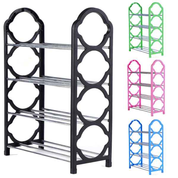 Skoskabe Simple flerlags skostativ aluminium metal skoskabe Let at installere opbevaringsstativ Møbler til hjemmet Black 1