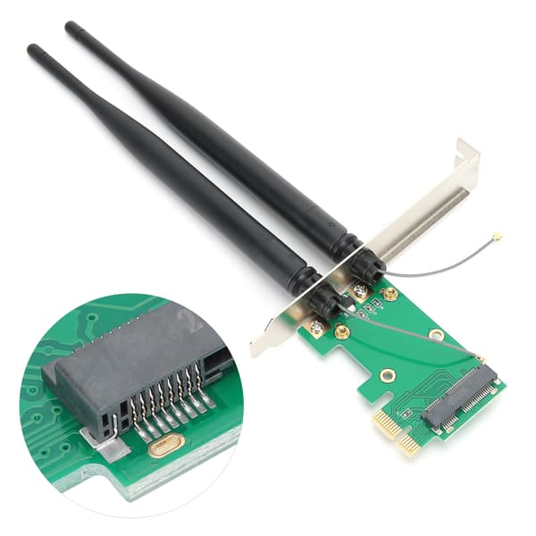 Mini PCIE til PCIE Adapterkort Trådløs Wifi Desktop Computer Netværkskonverter (6DB Antenne)