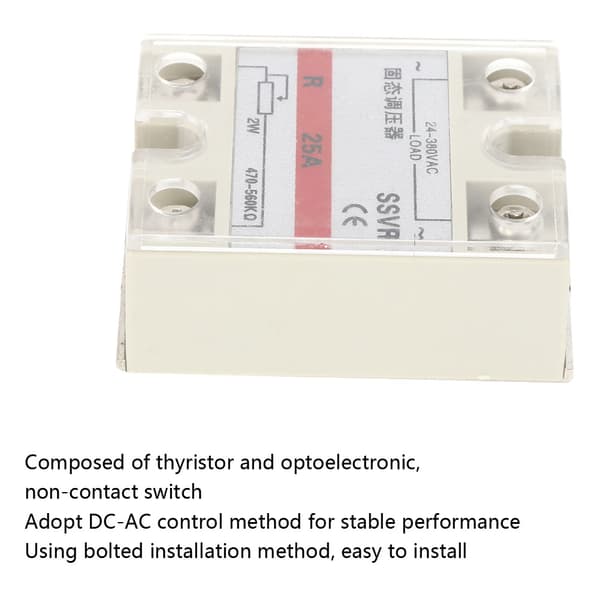 Solid-State Spændingsregulator Enkeltfaset Relæmodul Lav Frekvens SSVR-25A VA 24-380VAC
