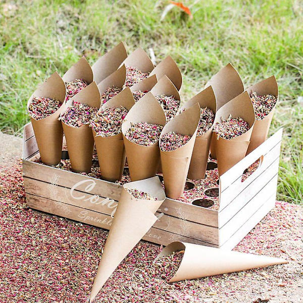 Staraise Kraftpapper Bröllopsbricka Konfettikon Stativ Box Fack för bröllopsdekoration Bröllopskonfettikoner Bröllopspapperskoner 24 hole tray 1