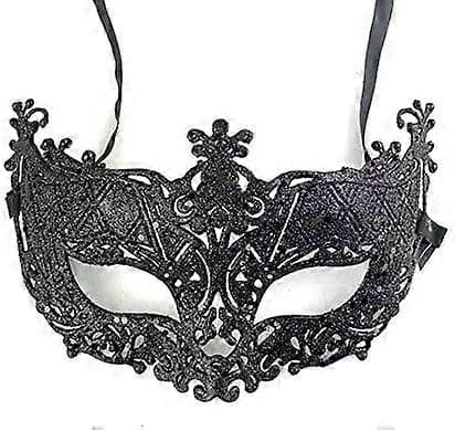 【BQ】Venetiansk Sort Filigran Maskerade Maske Fest Jul - sort sort black As shown