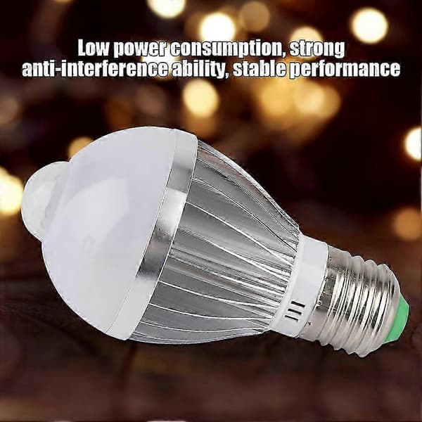 E27 5W LED-lampa med rörelsesensor för korridor, hotell, hem, hall (varmvit)