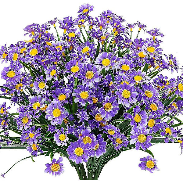 4 stk kunstige tusindfryd blomster kunstige blomster Grønne plastbuske Falske blomster indendørs udendørs (hvid) Purple