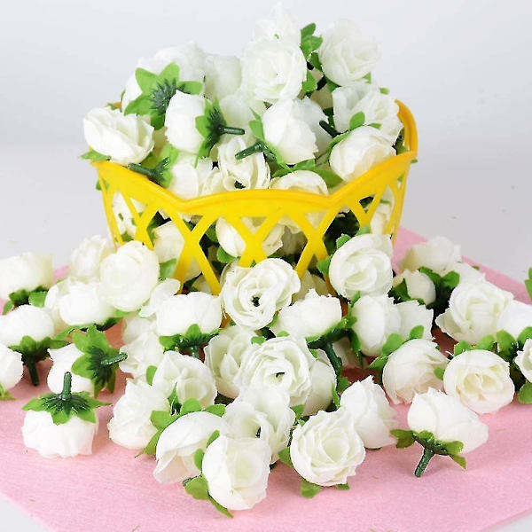 (dia: 3cm) 100 stk Kunstig Rose Blomsthode Blomsterhode Falsk kunstig plantedekorasjon Rose Milky