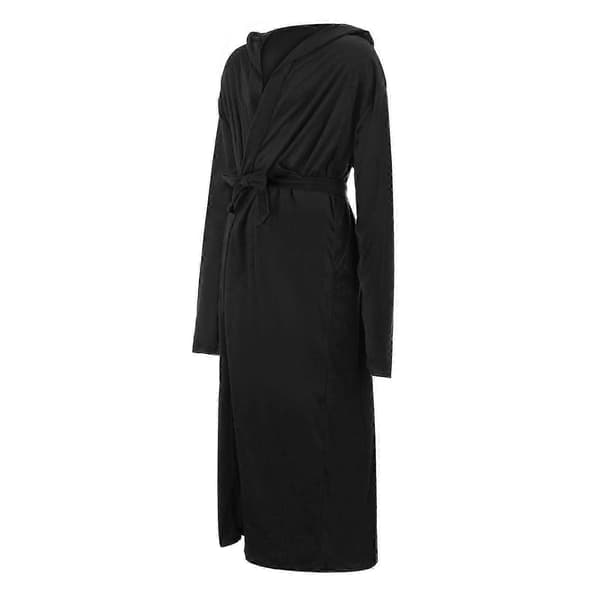 Hættebadekåbe til mænd i fleece - Plys badekåber Black L