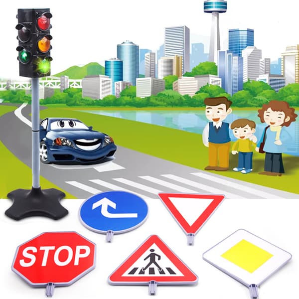 LED Trafikskylt Simulering Pedagogiska Leksaker Tidig Barndom Trafiksäkerhet
