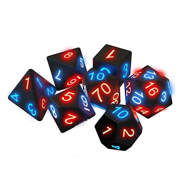 7 stk/sæt Den elektroniske terningglød LED-terninger Magic Trick Pixels DND Board Rollespil MTG Bordspil 7 luminous dice*charging box