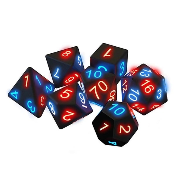7kpl / set Elektroniset nopat hehkuvat LED-nopat Magic Pikselit DND Lautaroolipelit MTG Pöytäpelit 7 luminous dice*charging box