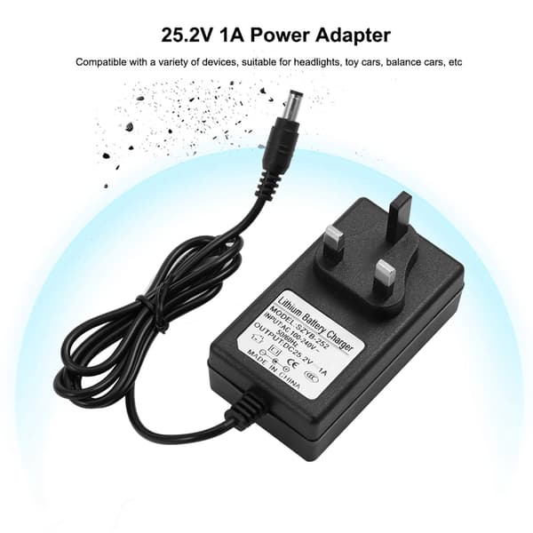 Universal UK-kontakt 25,2V 1A batterilader Strømadapter