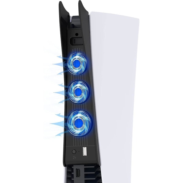 Køleblæser med led lys til Playstation 5 Digital Disc Edition konsol