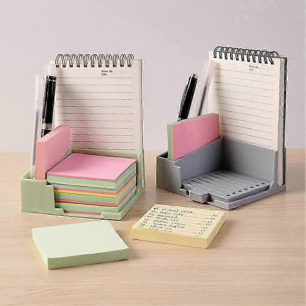 Holder til sticky notes med skabelon, 3x3/4x4 sticky note holder, notesblok arrangør til kontoret, grøn Green