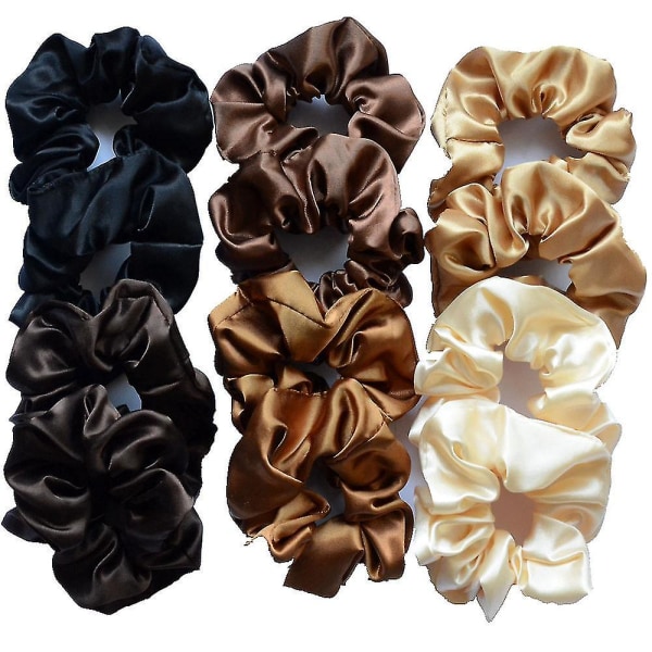 12st Hår Scrunchies Satin Silk Scrunchies Silkeslent lockigt hårtillbehör