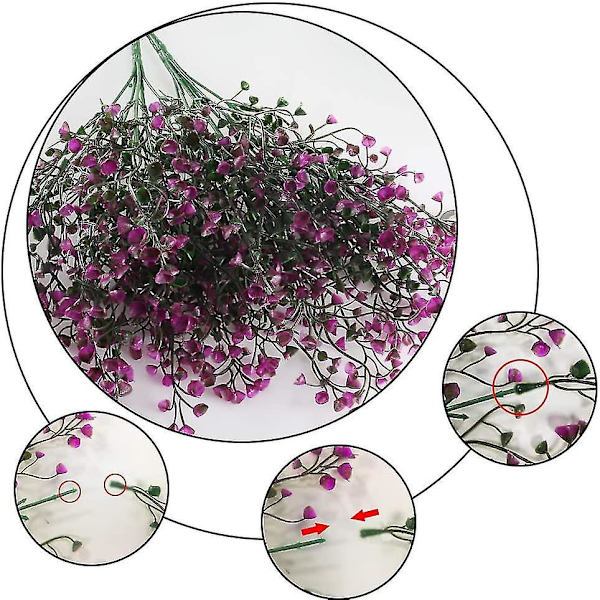 4 stk kunstig blomst lilla kunstig blomsterdekorasjon plast blomsterdekorasjon kunstig blomst (roserød) rose red