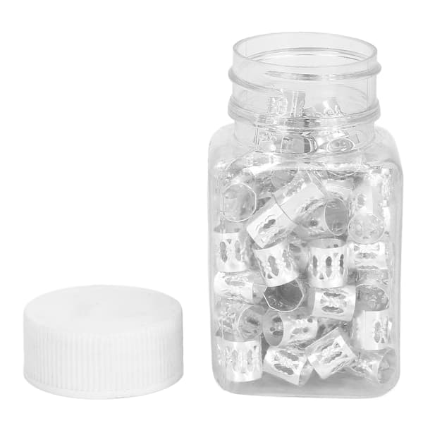 100 st Hårda Readlock Pärlor Mode Trend Ihåliga Anti Oxidation Hårflätning Tuber Hem Silver