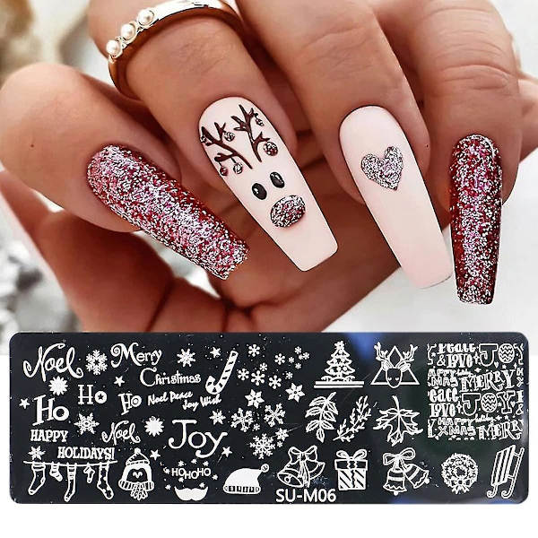 Christmas Nail Stamp Nail Art Stamping Kit, 6stk Nail Stamping Plate Snowflake Santa