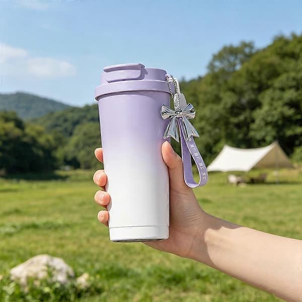 【BQ】Rustfri kopp med keramisk belegg og gradientdesign for studenter, kontor og bilbruk - lilla purple